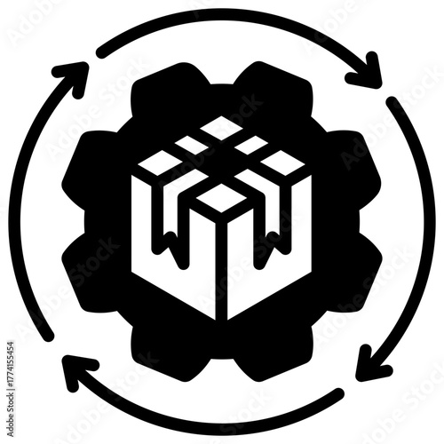 Automation Icon, Glyph Mini Illustration Relate To Industry 4-0. Use For Modern Concept, Ui, Ux Web And App Development.