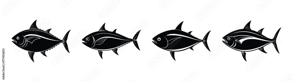 Fototapeta premium Black and white pompano fish vector illustration for fishing and seafood design projects and prints