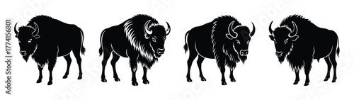 Black and white bison silhouette illustration vector art design for wildlife and nature lovers art