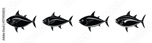 Black and white pompano fish vector illustration for fishing and seafood design projects and prints
