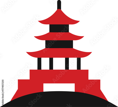 Traditional japanese temple roof peak silhouette icon