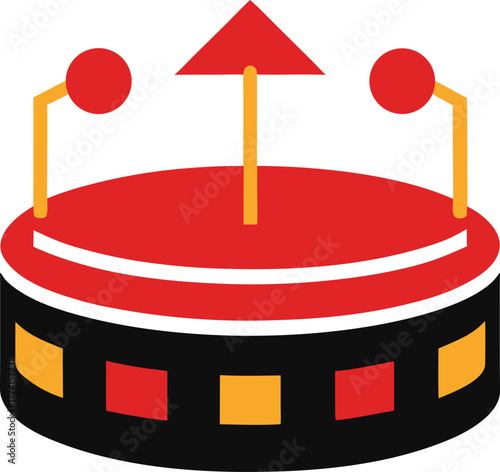 Circular concert stage icon with spotlight and sound waves