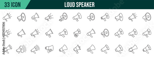 Loudspeaker collection, editable and resizable vector icon templates.