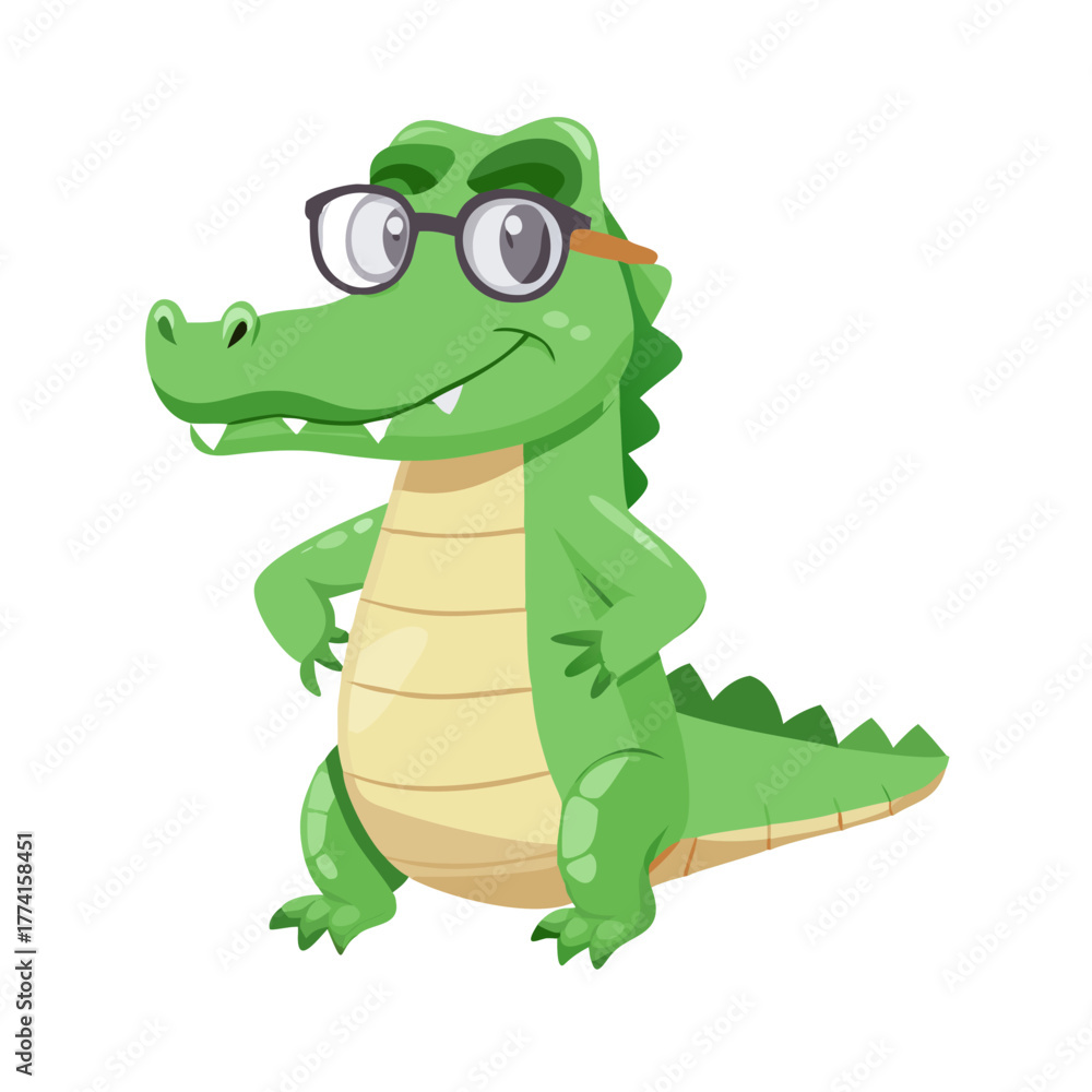 Obraz premium Realistic animated crocodile wearing sunglasses