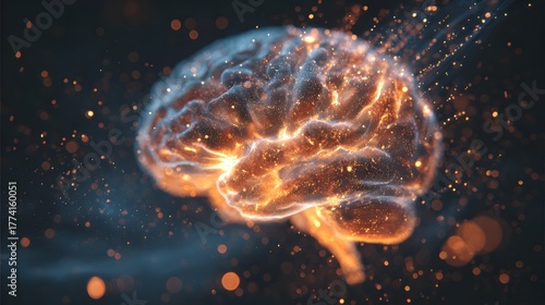 Wallpaper Mural Luminescent human brain structure glows with ethereal energy and radiating particles Torontodigital.ca