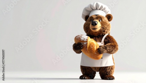 Bear Baker Holding Bread A Whimsical Culinary Character