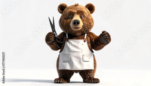 Bear Barber Ready to Cut Hair A Humorous Illustration