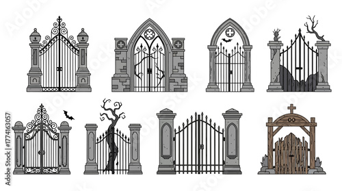 horror cemetery gates halloween decoration