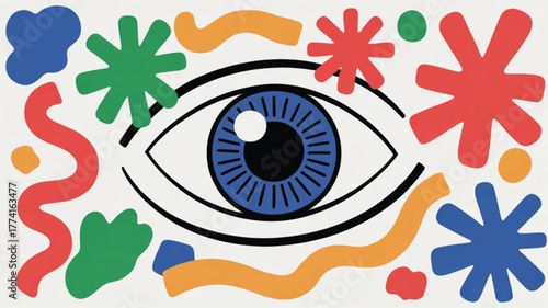 Abstract Eye Surrounded By Colorful Shapes background