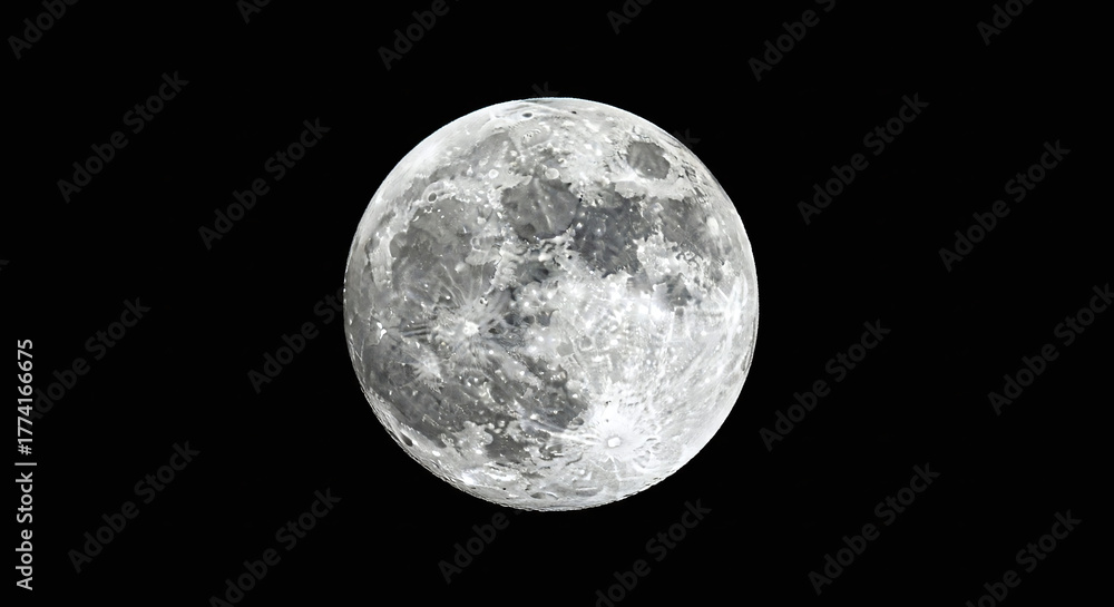 Obraz premium Detailed view of the full moon against a black background