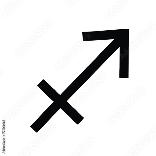 sagittarius astrology zodiac symbol vector icon with arrow bow shape, elegant black and white design illustration for horoscope, astrology chart, and celestial symbol art