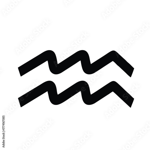 aquarius astrology zodiac symbol vector illustration showing water waves, clean black and white line design for horoscope, astrology chart, and celestial art vector