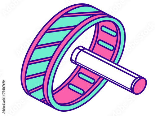 Fitness goal tracker ui glowing holographic ab roller wheel vector illustration scalable eps icon vector