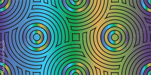 Abstract Geometric Concentric Circles Gradient Design