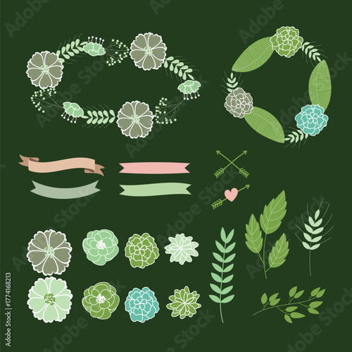 Flower and leave Vectors