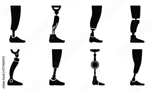 Silhouette Collection of Leg Prosthetics Artificial Limbs and Medical Devices