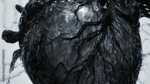 Wallpaper Mural Abstract heart composed of viscous, glossy black tendrils Torontodigital.ca