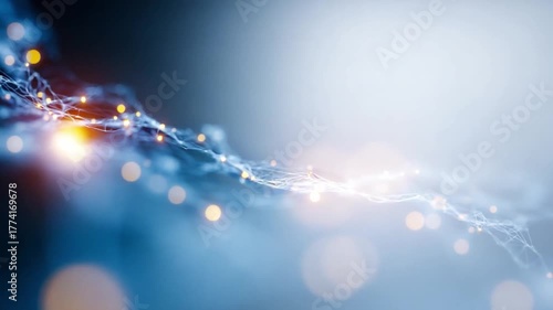 Digital Network: Abstract image of digital network with connected lines and glowing nodes, conveying concept of connectivity.