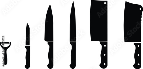 Knife icon vector. Kinds of kitchen knife sign symbol silhouette