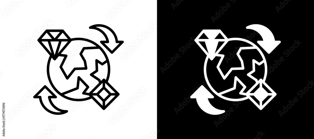 Fototapeta premium Gemstone Trade whiteblack icon