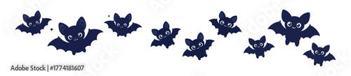 Dark Silhouette Bats Flying In A Halloween Night Sky Illustration