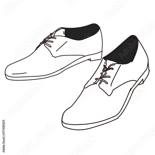 Black-and-white manga leather shoes
