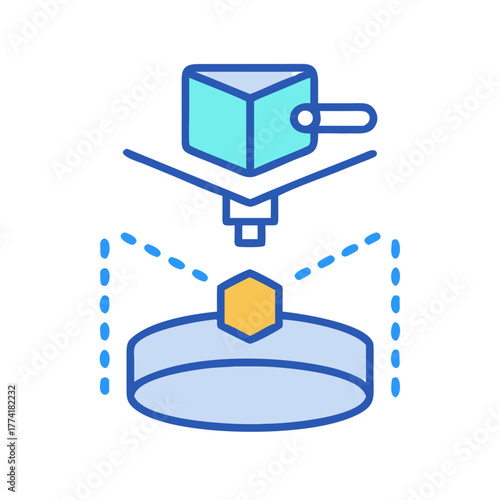 Data transfer concept illustration showcasing a cube, database and connecting data points