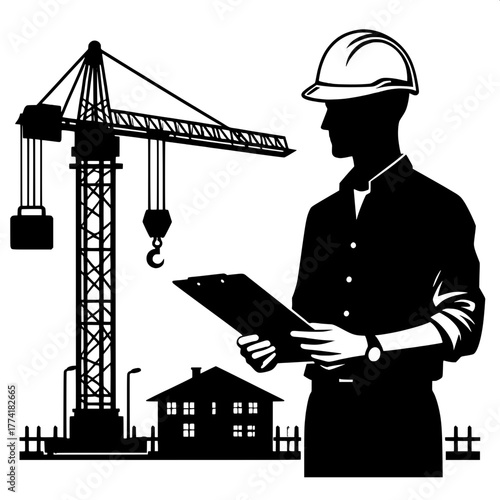 Engineer Standing beside Crane
