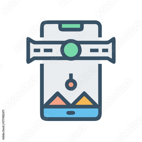 Smartphone application icon featuring measuring tool displaying content, for UI design use