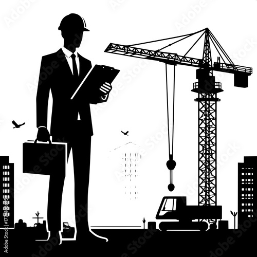 Engineer Standing beside Crane