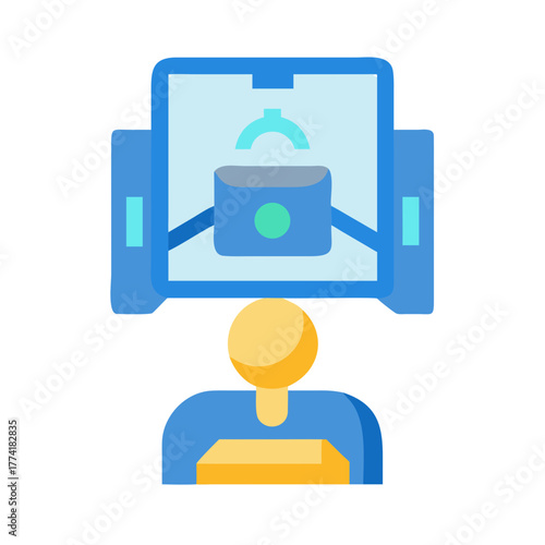 Icon image of a person using a 3D printer or similar technology