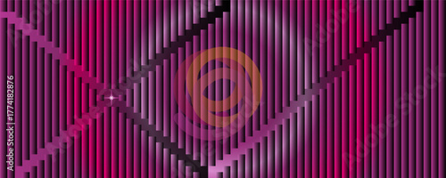 Pink and Purple Gradient Striped Abstract Background with Circular Center Design