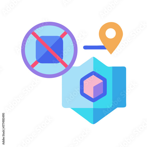 Route planning unavailable concept shown in vector image format against black background
