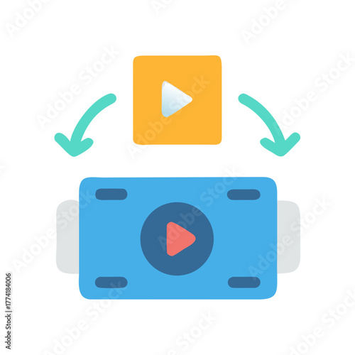 Flat vector video transcoding or media conversion icon for software interfaces