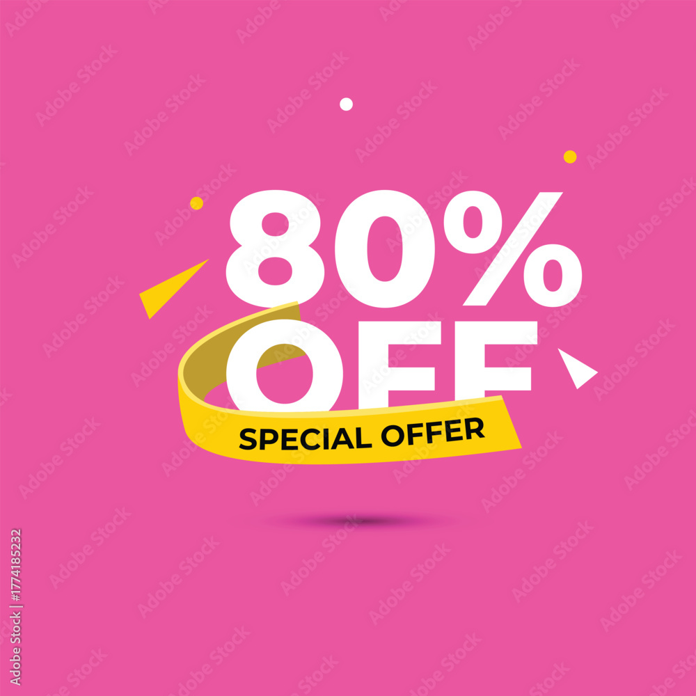 Fototapeta premium Discount 80% off Special Offer Vector Template Design Illustration