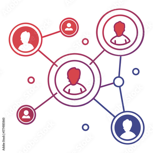 Network of People Icons Connected by Lines with Gradient Colors connection social network