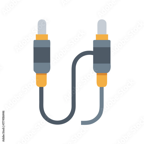 Stereo Audio Cable with 3.5mm Mini-Jack Connectors isolated on Black Background