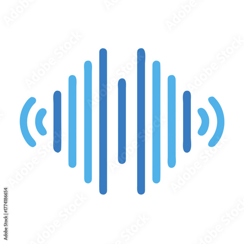 Abstract Blue Sound Wave Illustration Against Black Background Representing Audio Technology