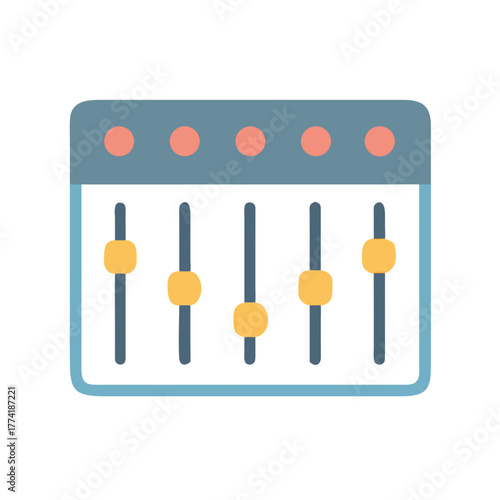 Minimalist sound mixing panel illustration against black background for creative projects