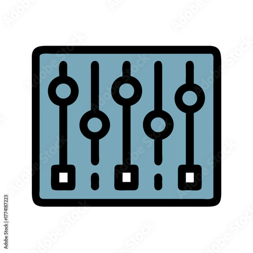 Simple sound equalizer mixer sliders with circle and square controls illustration