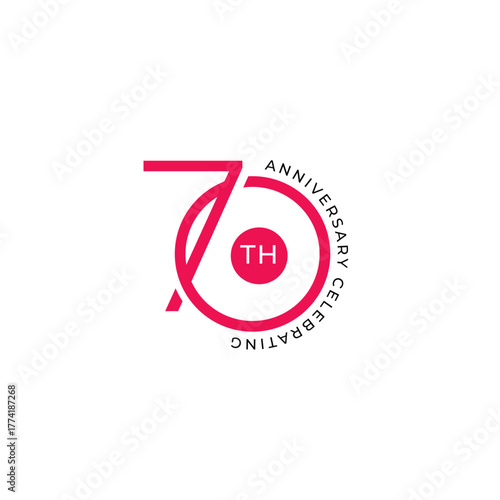 70 Th Anniversary Logo collection gradient Vector Template Illustration
