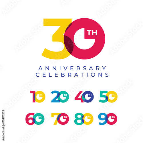 30 Th Anniversary Logo collection gradient Vector Template Illustration