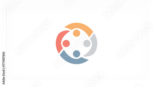 Teamwork concept logo showing joyful people embracing in unity, symbolizing friendship, cooperation, and community connection.