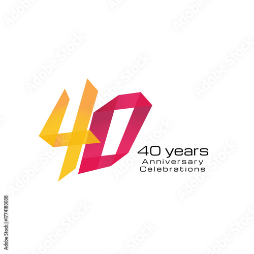 40 Years Anniversary Logo collection gradient Vector Template Illustration