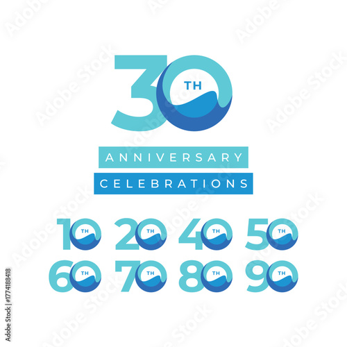 30 Th Anniversary Logo collection gradient Vector Template Illustration