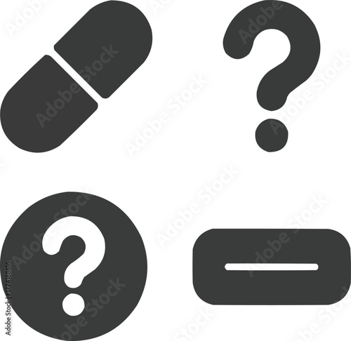 Minimal Solid Icon Set Soft Shapes and Rounded Question Mark Variants