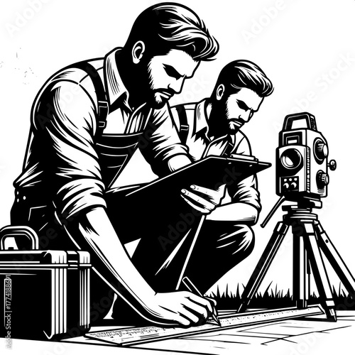 Engineer Using Laser Measuring Tool