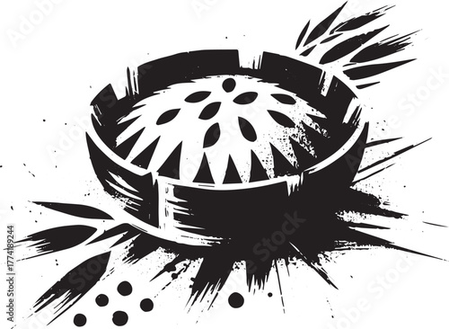 Elegant sumi-e illustration of Sardinian fregola dish with minim