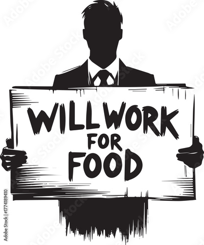 Economic hardship concept: Silhouette holding