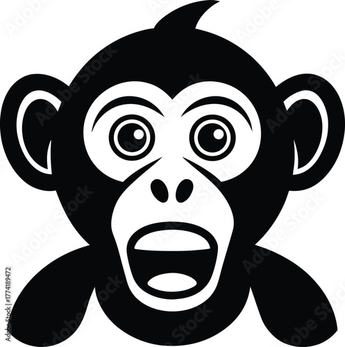 Playful monkey face expressing surprise with wide eyes and open mouth